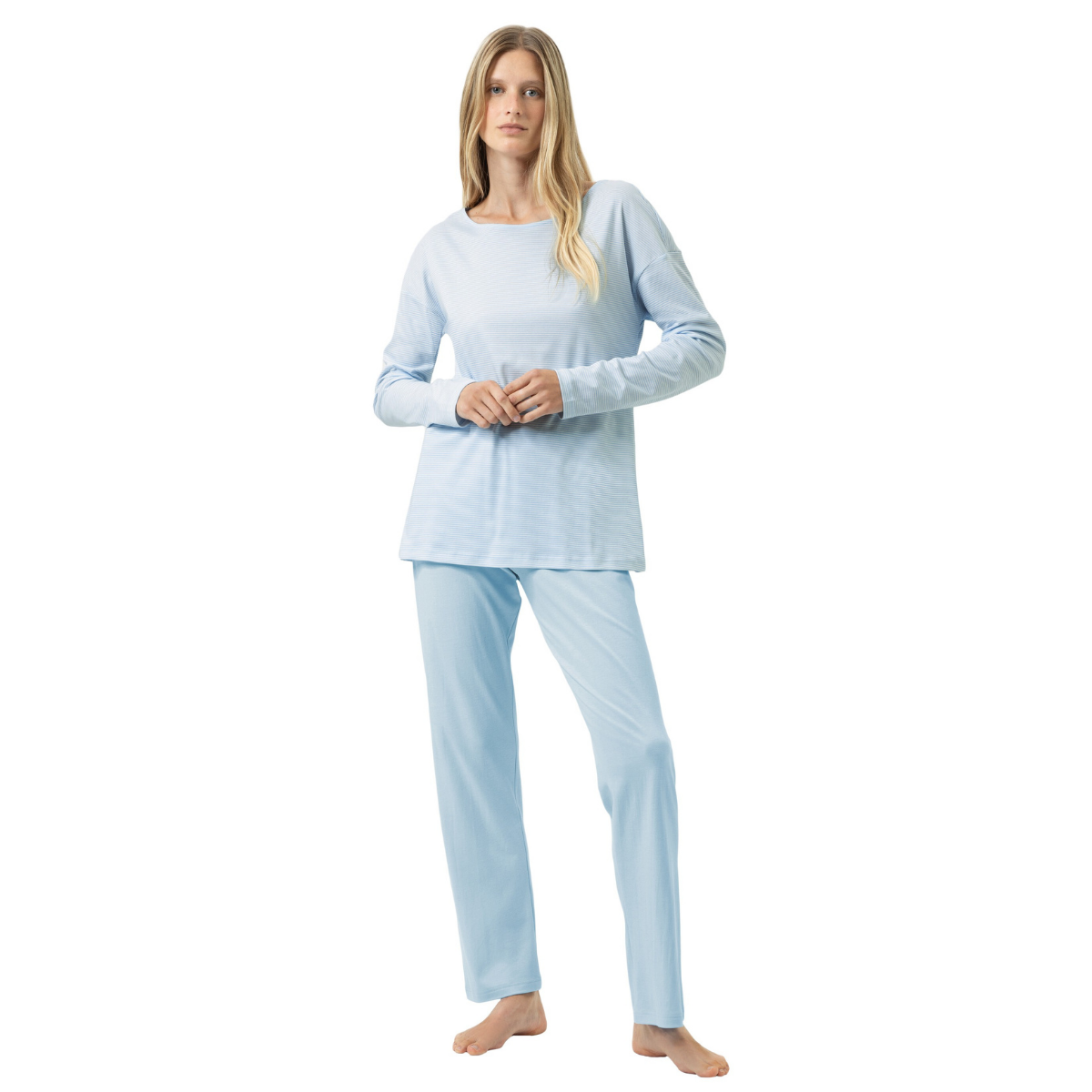 Mey Simple Stripes pyjamas, lyseblå - 1240113 - 1113 - Alice Blue