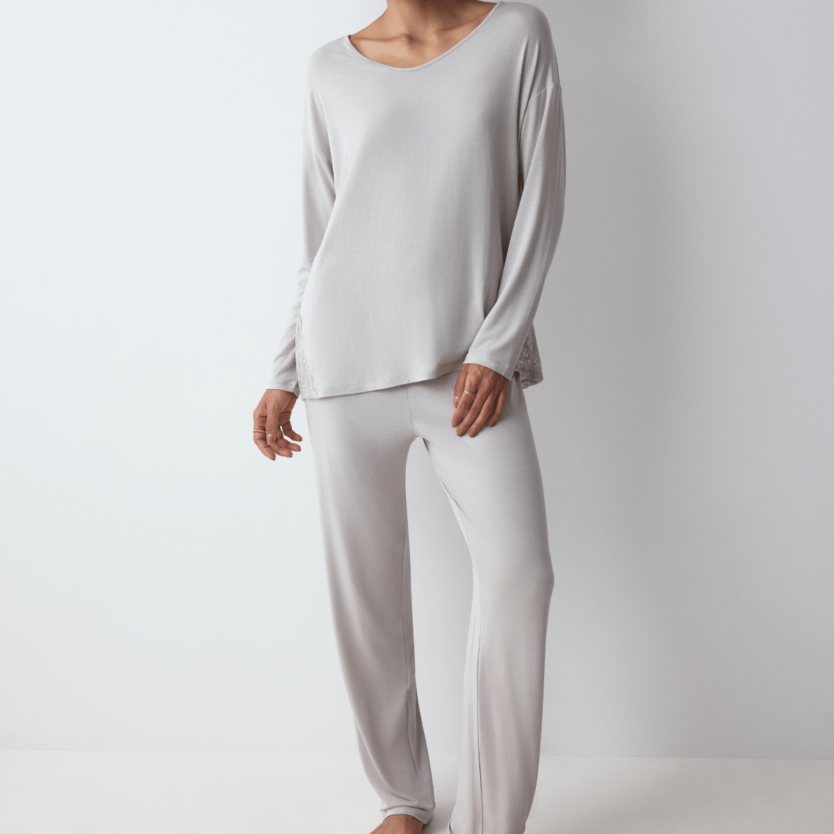 Triumph Timeless Sensuality pyjamas, grå - 10221061 - 7816 - Silent Grey