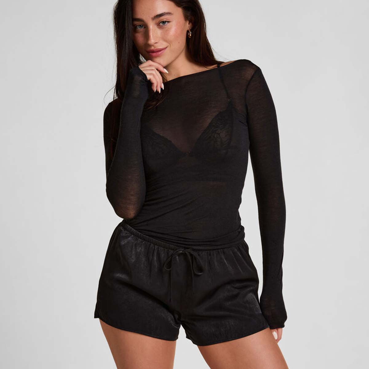 Hunkemöller Ayla shorts, sort - 306169 - Caviar - Caviar