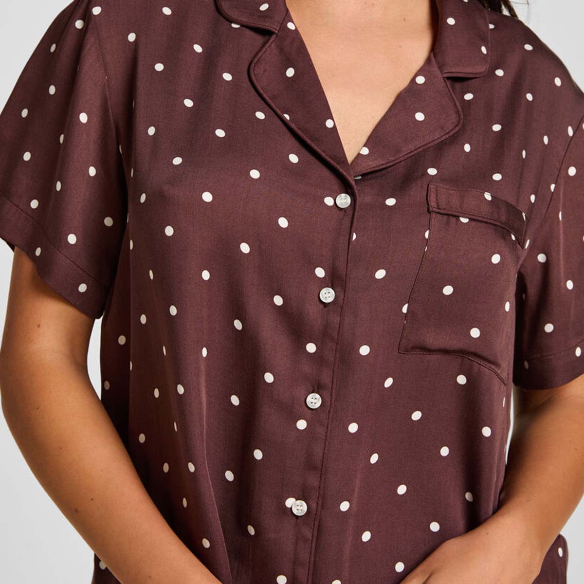 Hunkemöller natskjorte, brun - 306180 - Deep Mahogany - Deep Mahogany