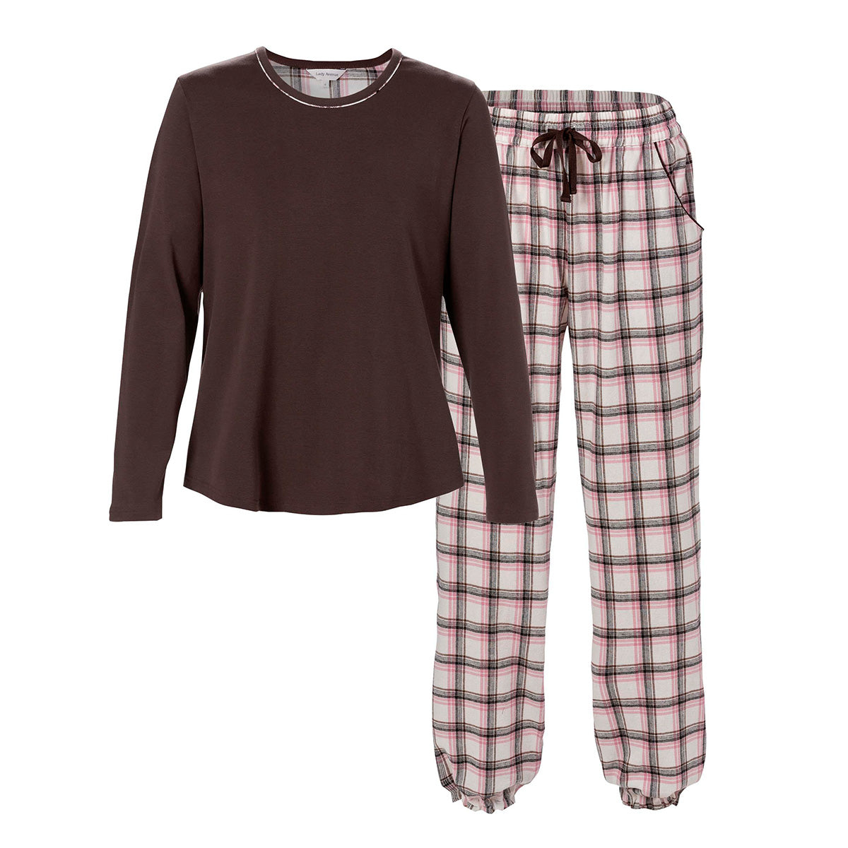 Lady Avenue Bamboo Flannel pyjamas, brun - 66727 - 2900 - Dark Coffee