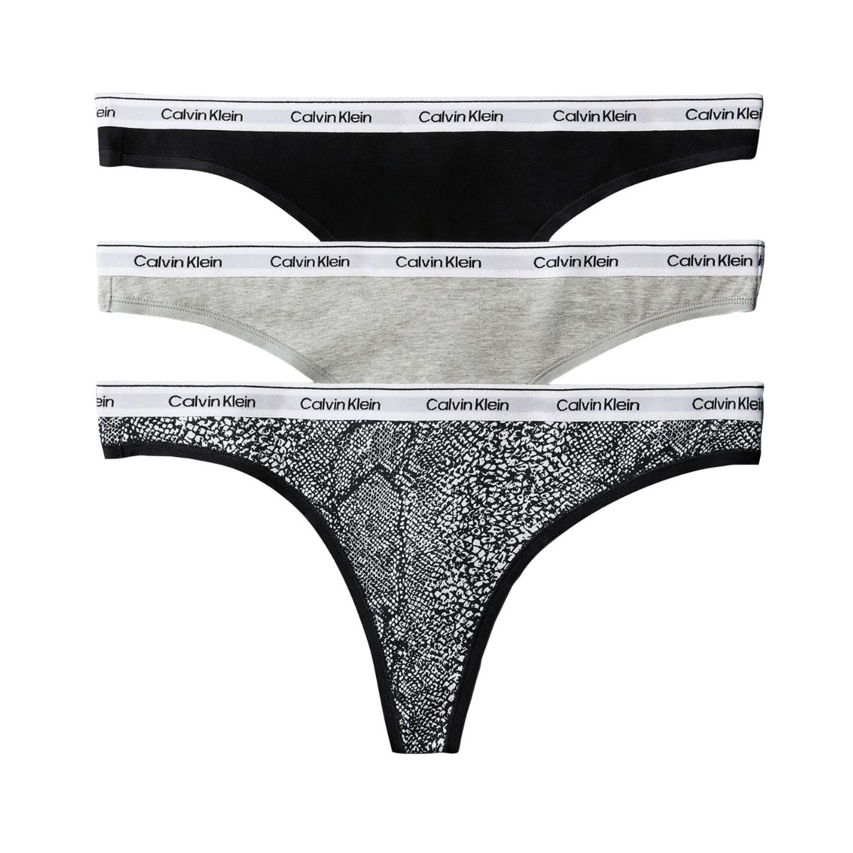 Calvin Klein Icon Logo 3-pak g-streng, multi - LV00QD5209 - H03 - Black/ Grey Heather/ Marble Snake S