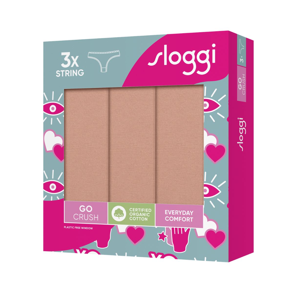 Sloggi Go Crush 3-pak g-streng, brun - 10219704 - 00ME - Cameo Brown