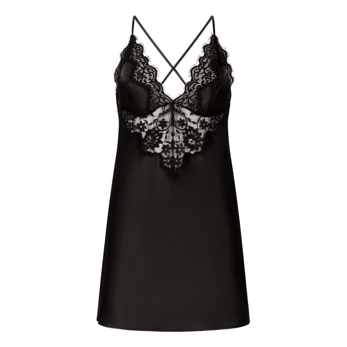 Hunkemöller Satin natkjole, sort - 205139 - Black - Black