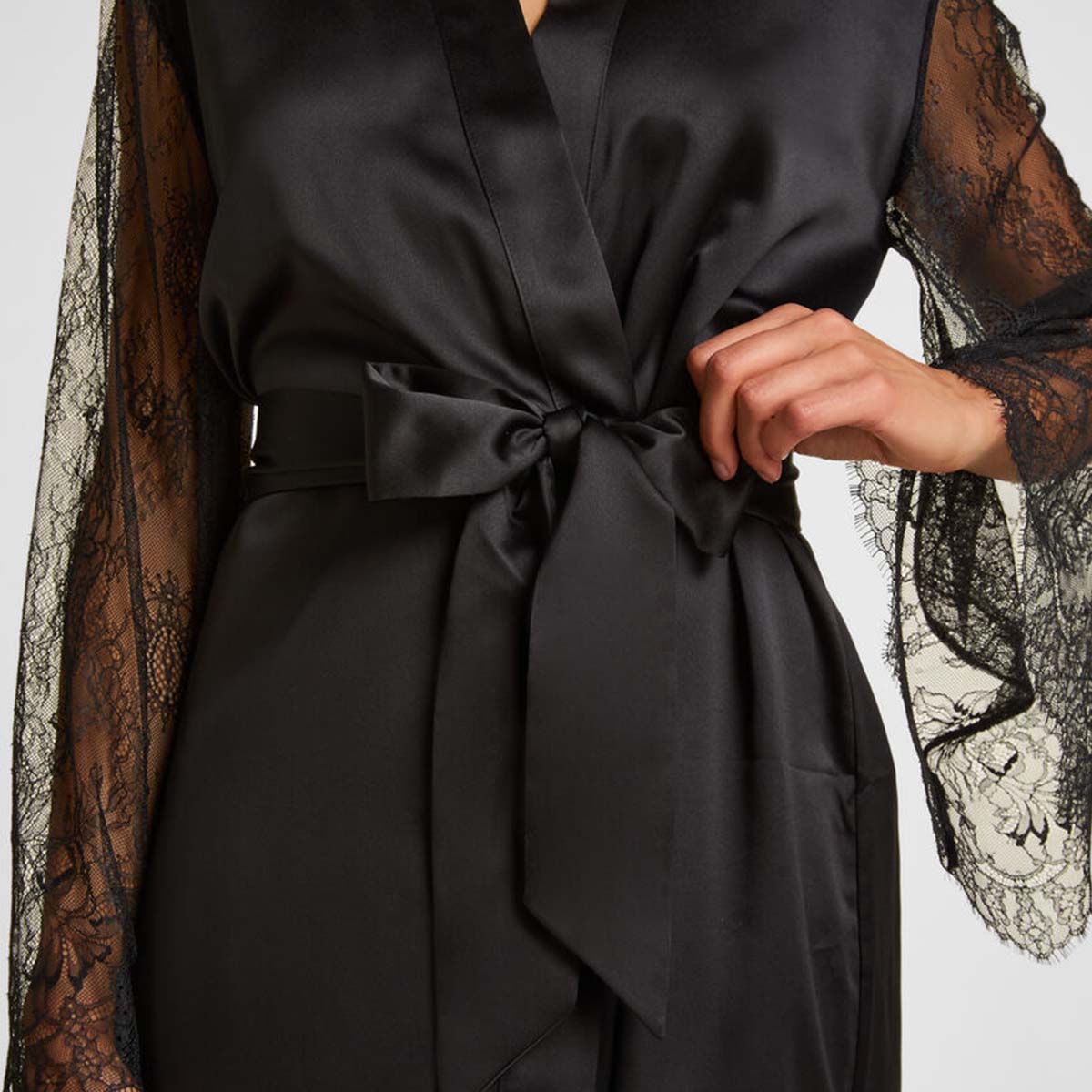 Hunkemöller Camille kimono, sort - 306170 - Caviar - Caviar