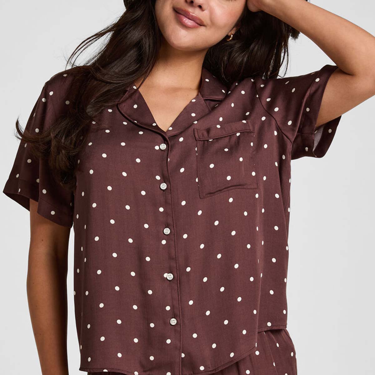 Hunkemöller natskjorte, brun - 306180 - Deep Mahogany - Deep Mahogany