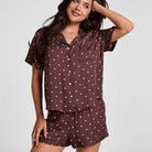 Hunkemöller natskjorte, brun - 306180 - Deep Mahogany - Deep Mahogany
