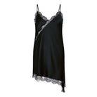 Hunkemöller Satin Lace Asymmetric natkjole, sort - 306218 - Caviar - Caviar