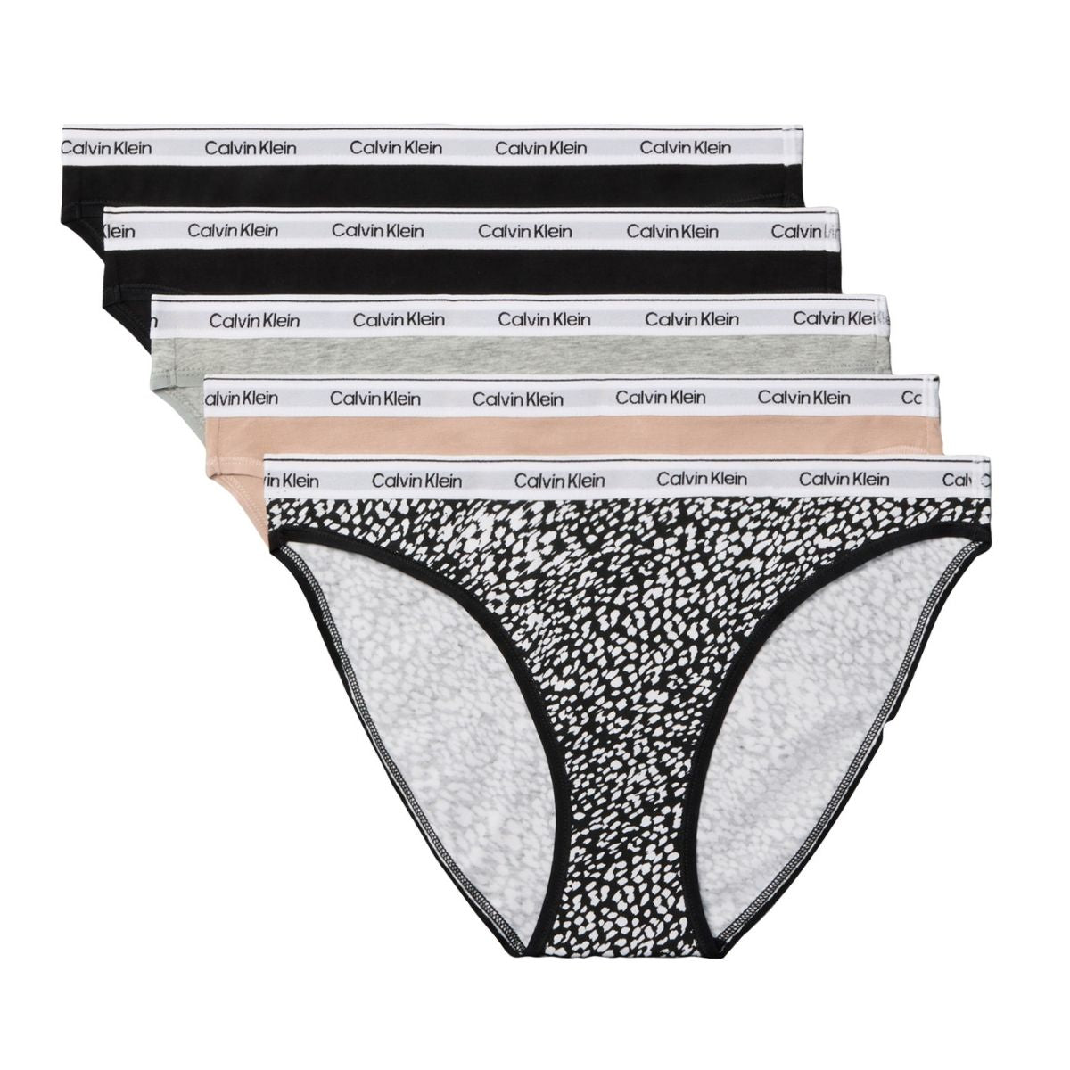 Calvin Klein Icon Logo 5-pak tai trusse, multi - 000QD5208E - 3CC - Black/black/cedar/grey heather/ink