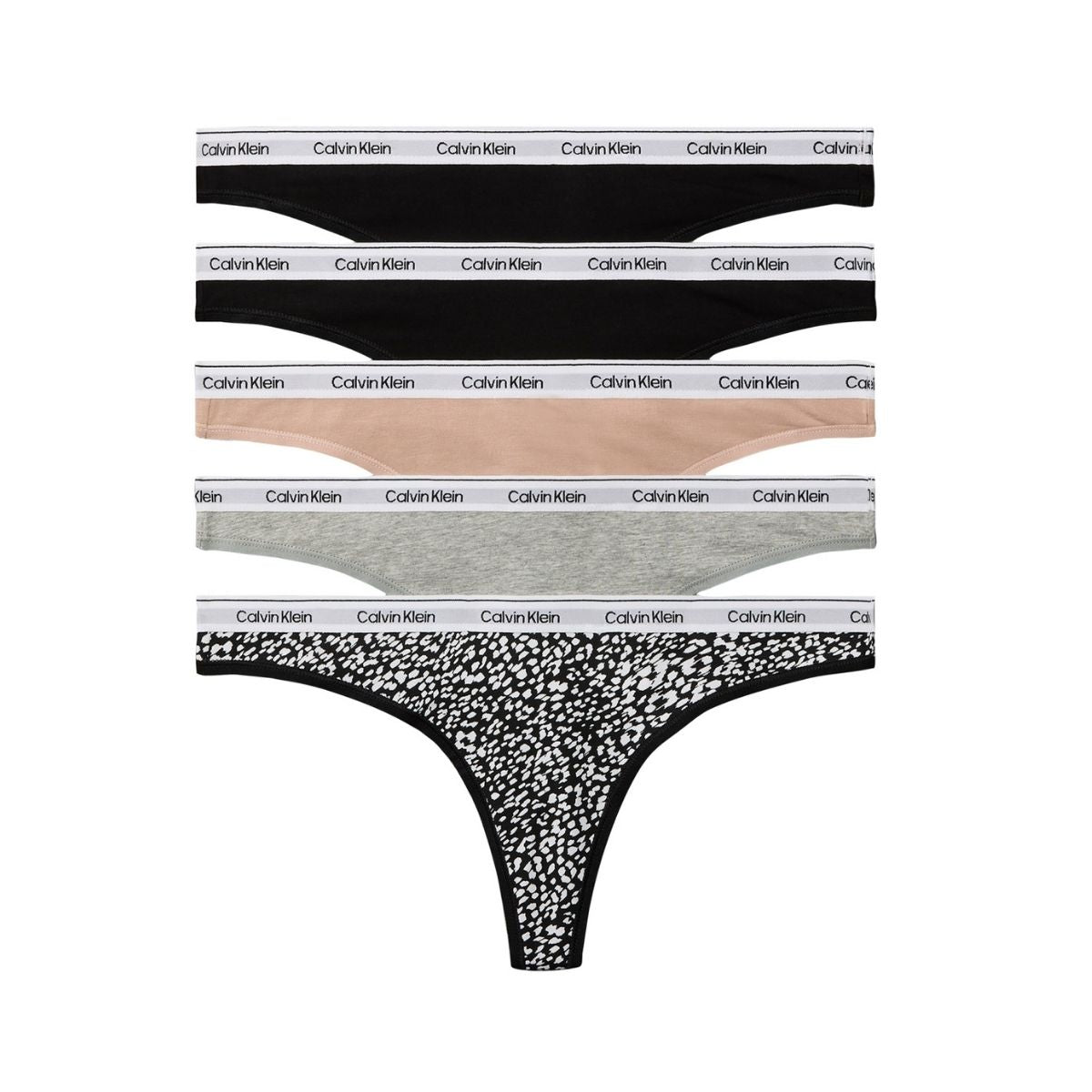 Calvin Klein Icon Logo 5-pak g-streng, multi - LV00QD5221 - 3CC - Black/black/cedar/grey heather/ink