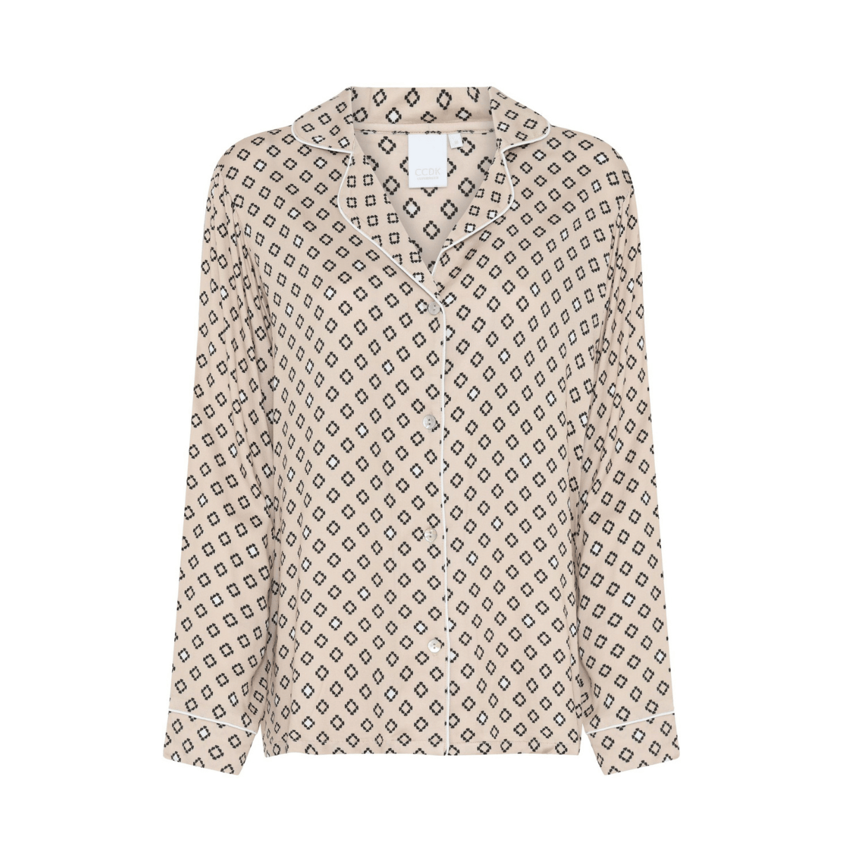 CCDK Josephine natskjorte, beige - 60742 - 1036 - Cement AOP.