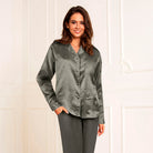 Lady Avenue Satin pyjamas, grøn - 66756 - 8800 - Smokey Olive