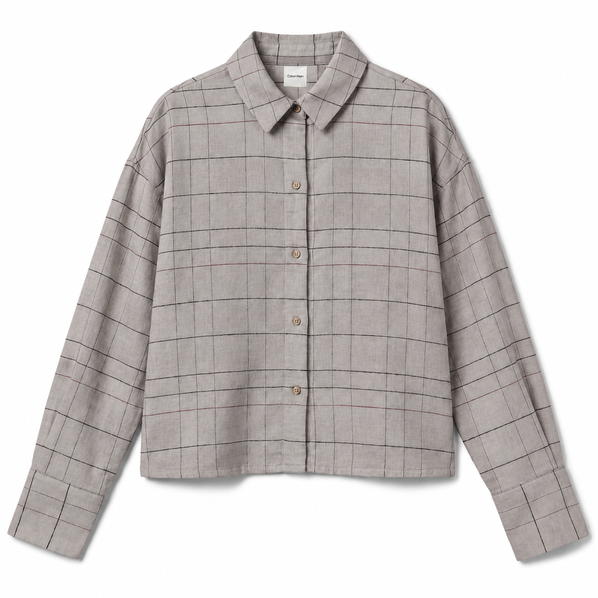 Calvin Klein Flannel Sleep natskjorte, grå - LV00QS7707 - 4IW - Sophie Plaid + Jasper Heather